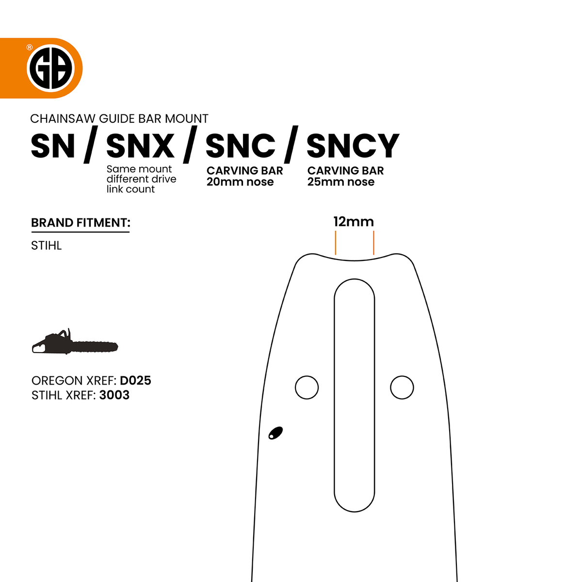 GB Titanium®ProTOP Chainsaw Bar SN16-50PA – NorthAmericaSupply